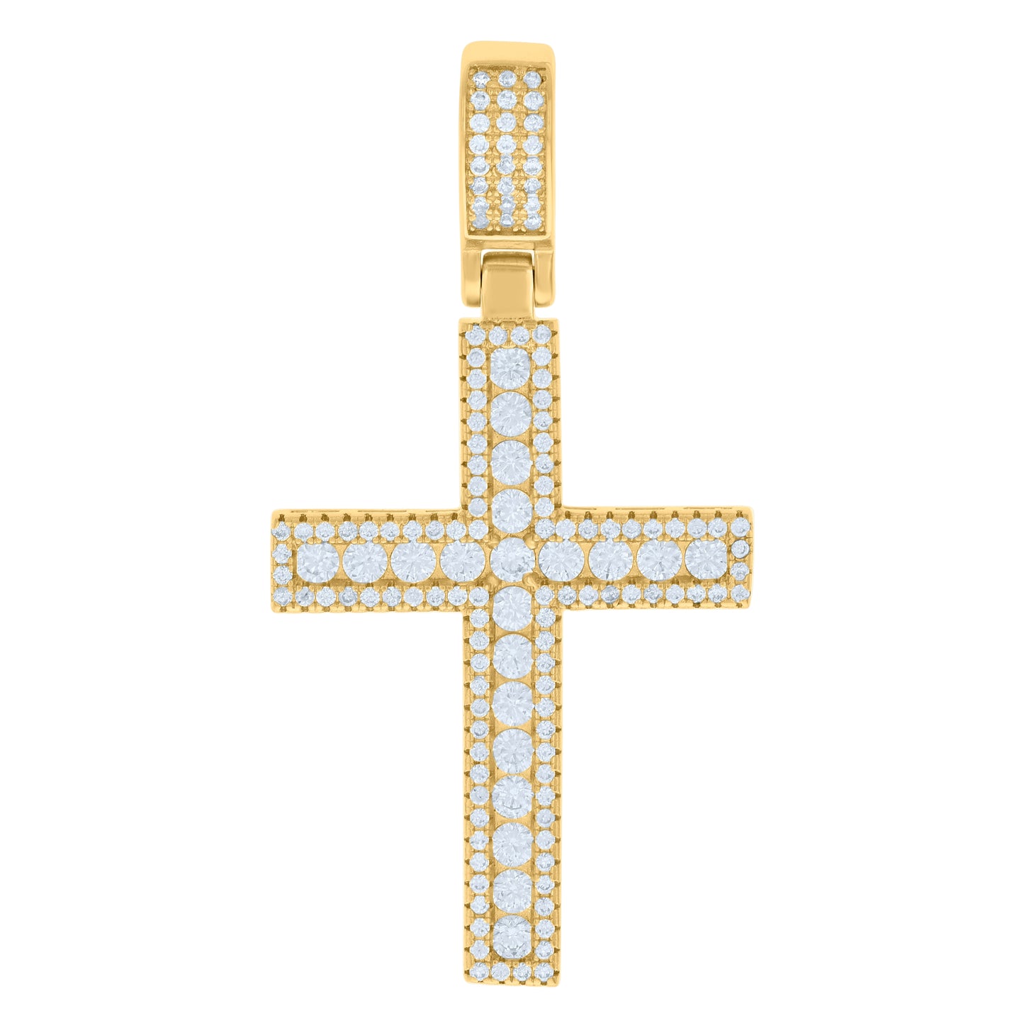 Sterling Silver Mens Cubic-Zirconia Cross Religious Charm Pendant