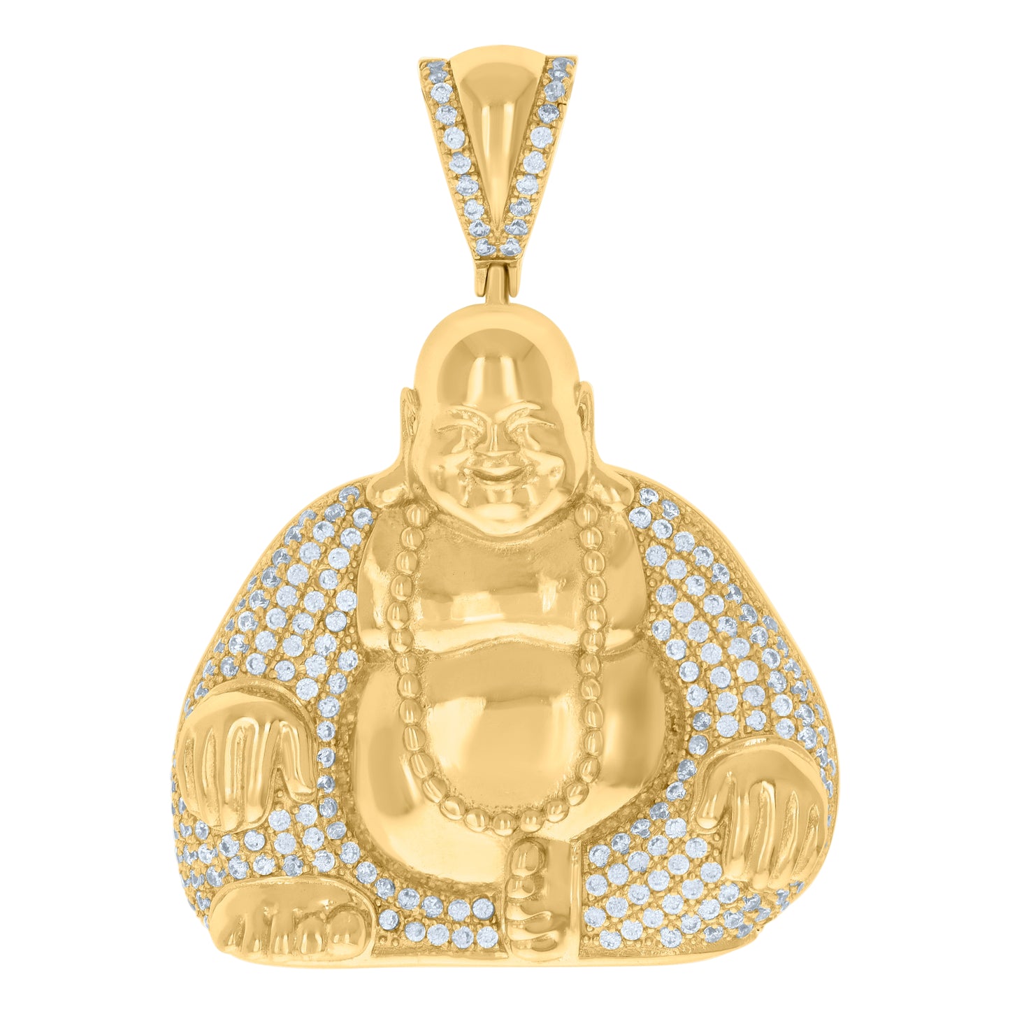Sterling Silver Mens Cubic-Zirconia Buddha Religious Charm Pendant