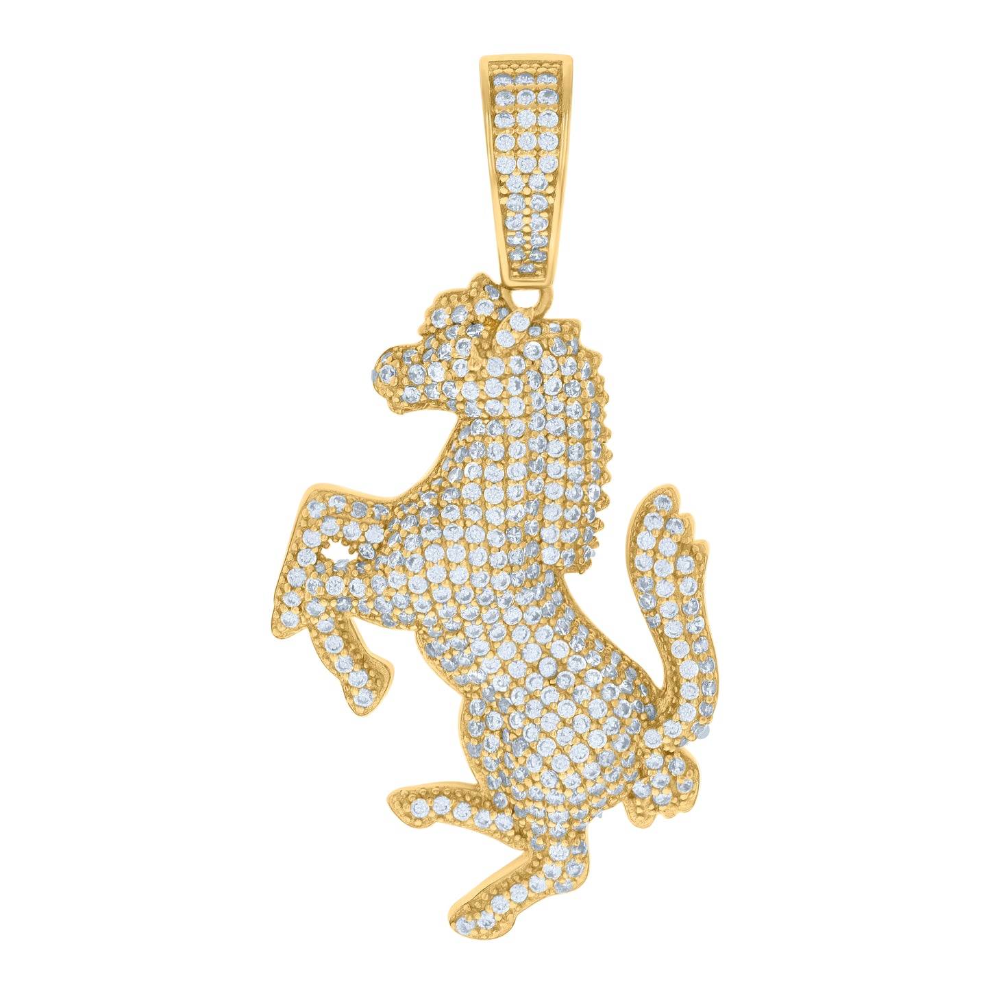 Sterling Silver Mens Cubic-Zirconia Race Horse Animal Wildlife Charm Pendant