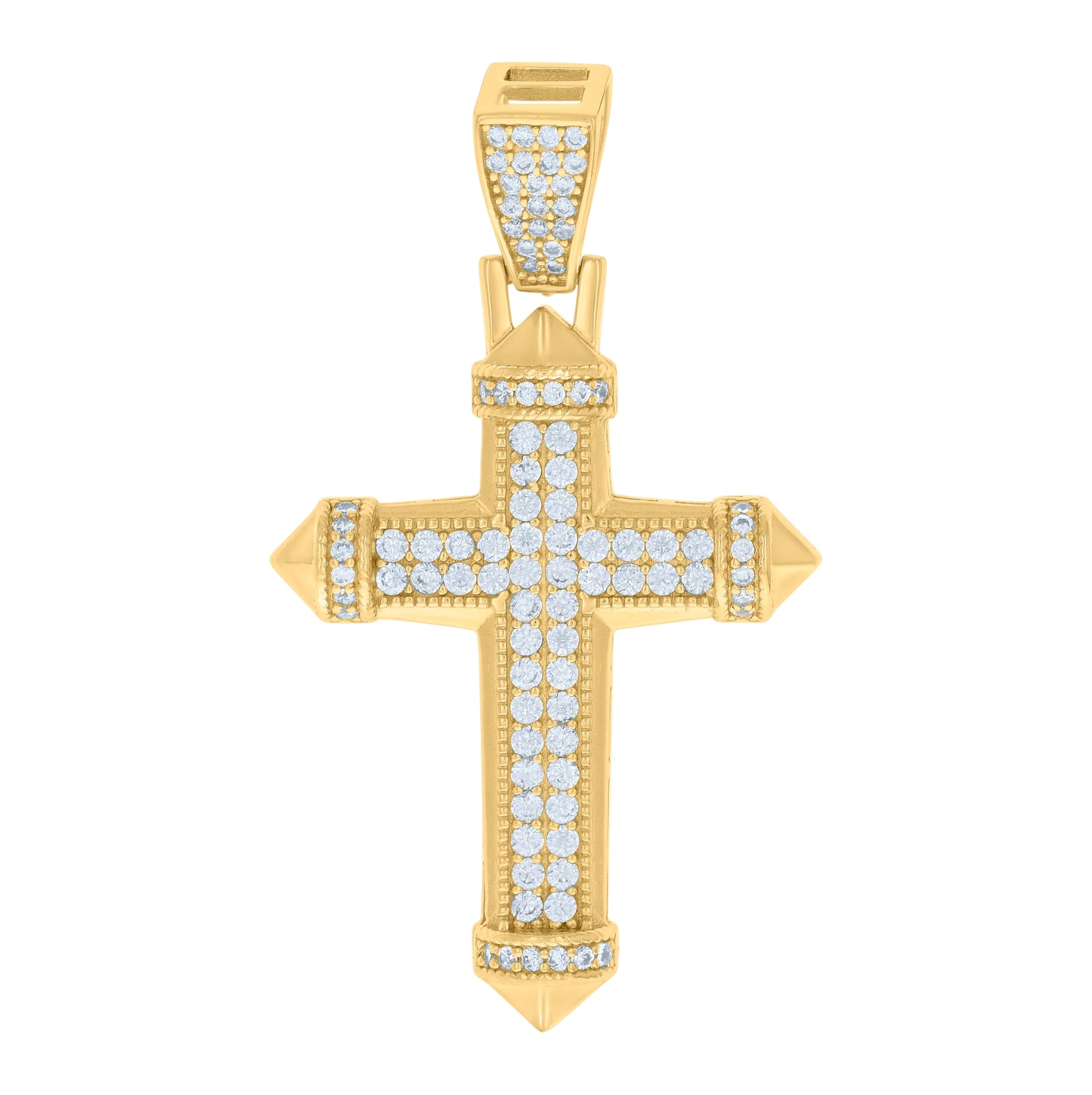 Sterling Silver Mens Cubic-Zirconia Cross Religious Charm Pendant