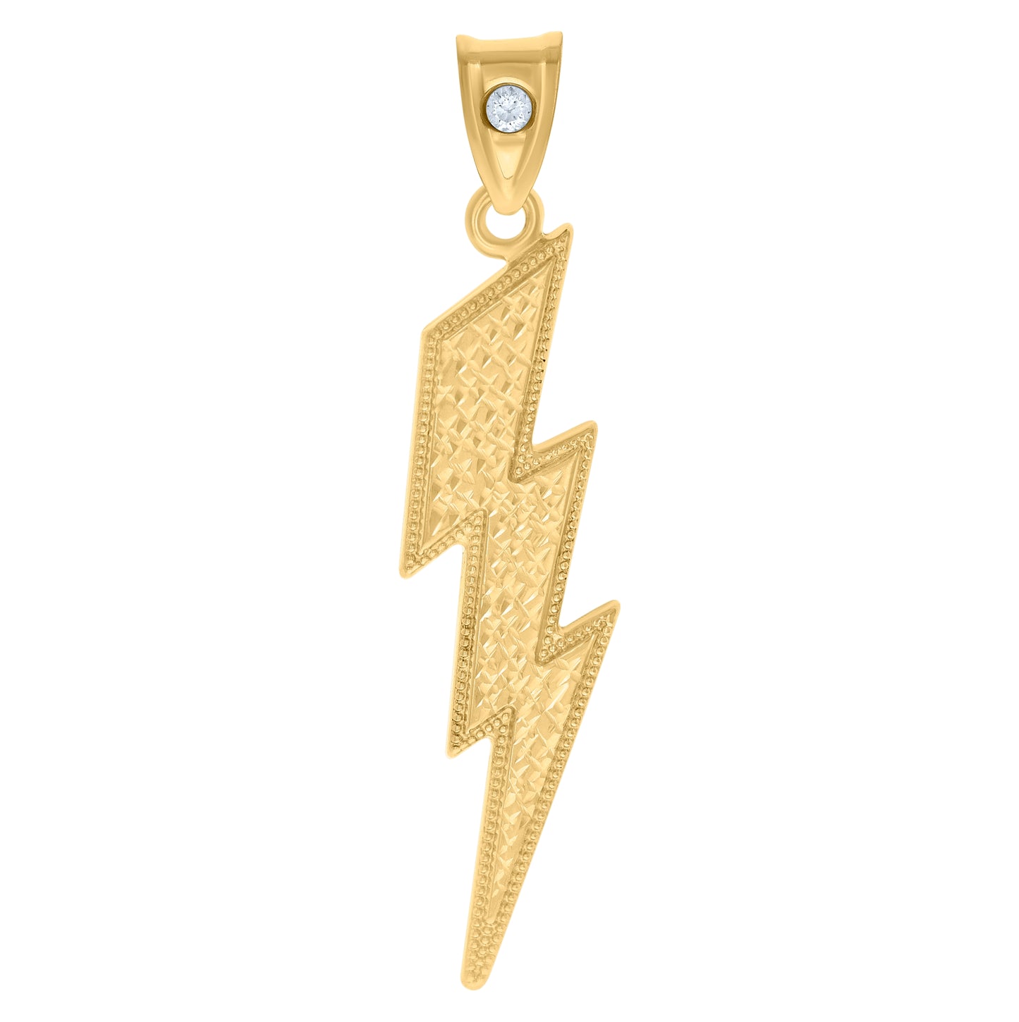 10K Yellow Gold Unisex Cubic-Zirconia Lightning Bolt Fashion Charm Pendant