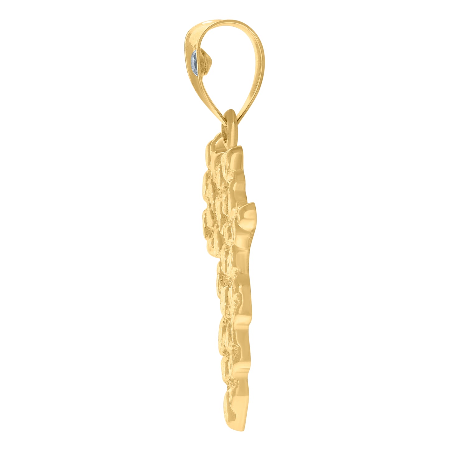 10K Yellow Gold Unisex Cubic-Zirconia Africa Map Nugget Charm Pendant