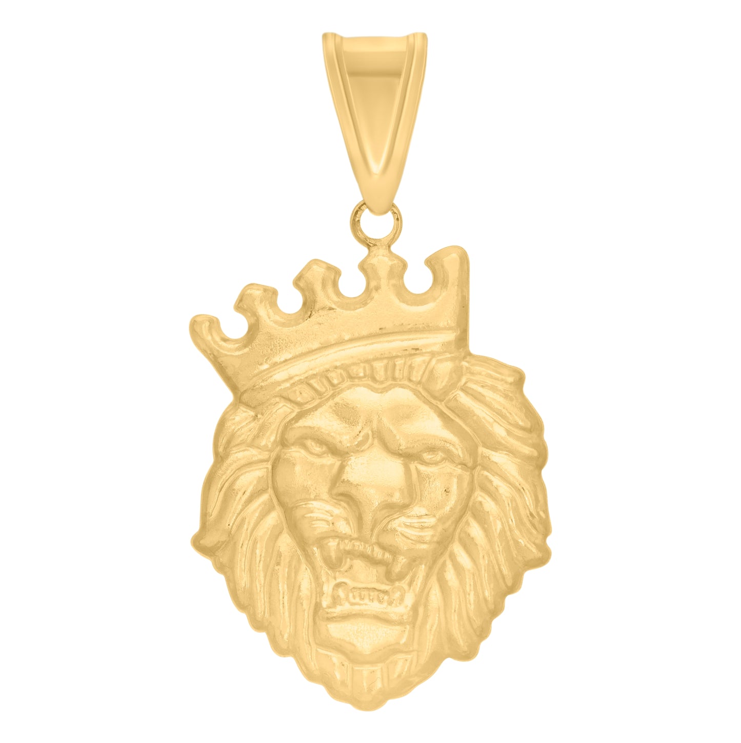 10K Two-tone Gold Mens Cubic-Zirconia Leo/Lion Head Zodiac Sign/Wildlife Charm Pendant