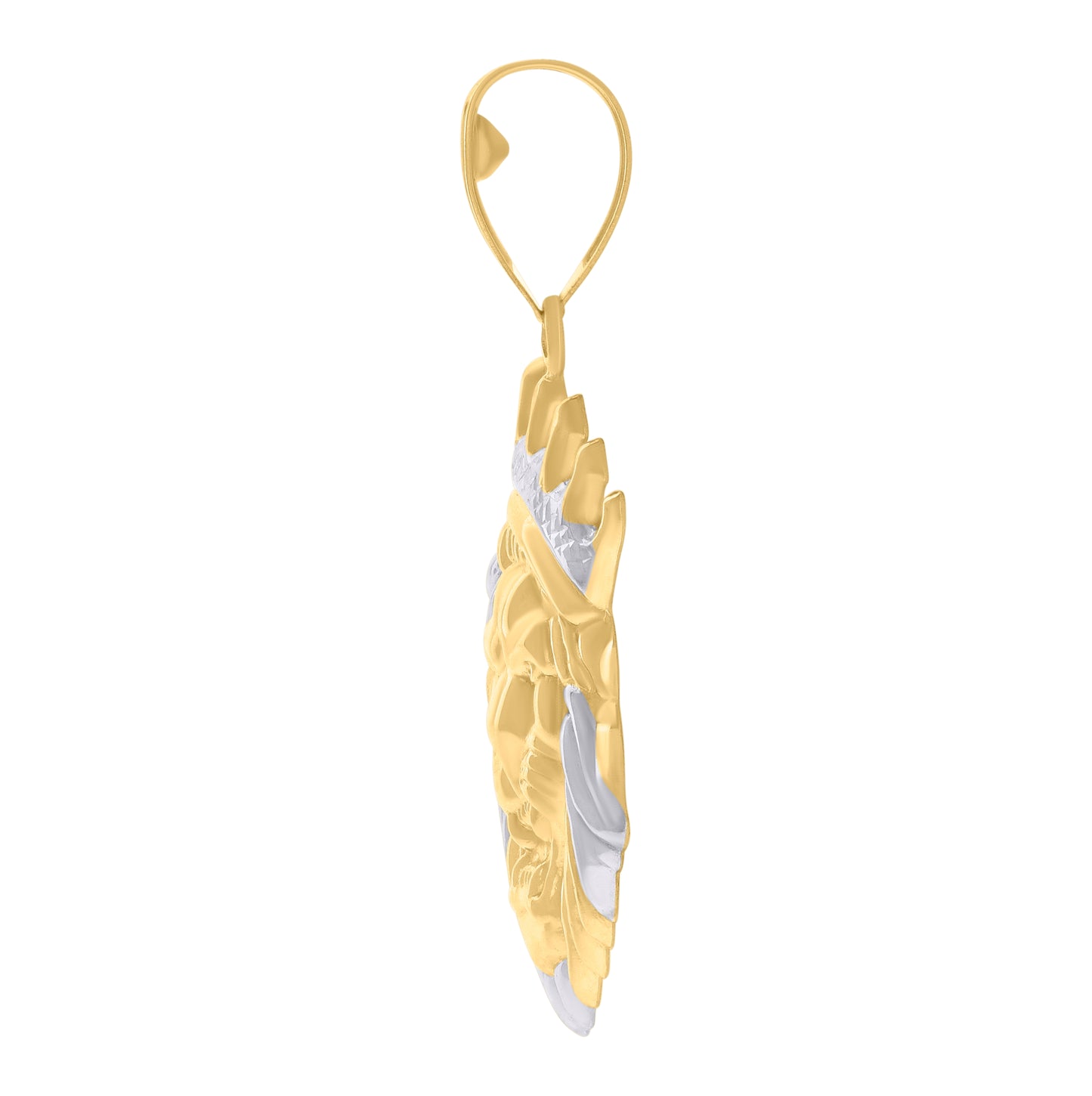 10K Two-tone Gold Mens Cubic-Zirconia Leo/Lion Head Zodiac Sign/Wildlife Charm Pendant