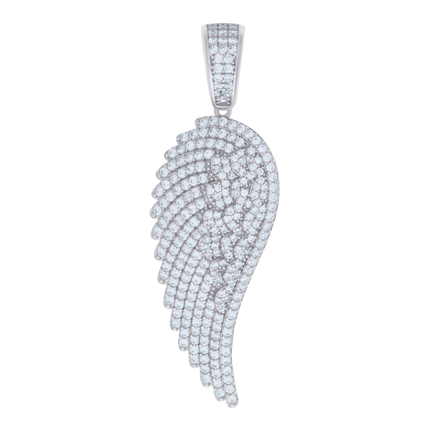 Sterling Silver Mens Cubic-Zirconia Angel Wing Angle Charm Pendant