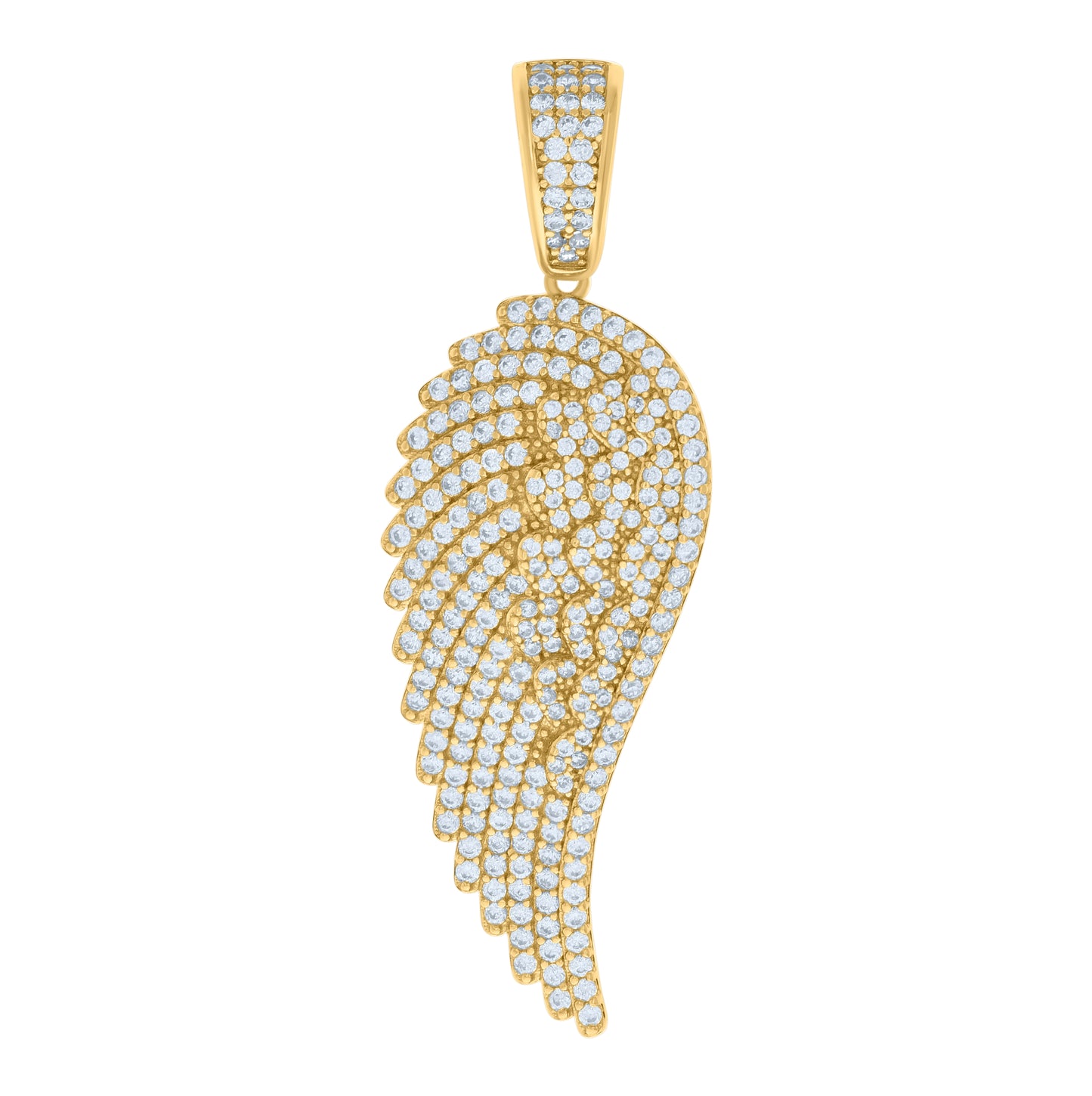 Sterling Silver Mens Cubic-Zirconia Angel Wing Angle Charm Pendant