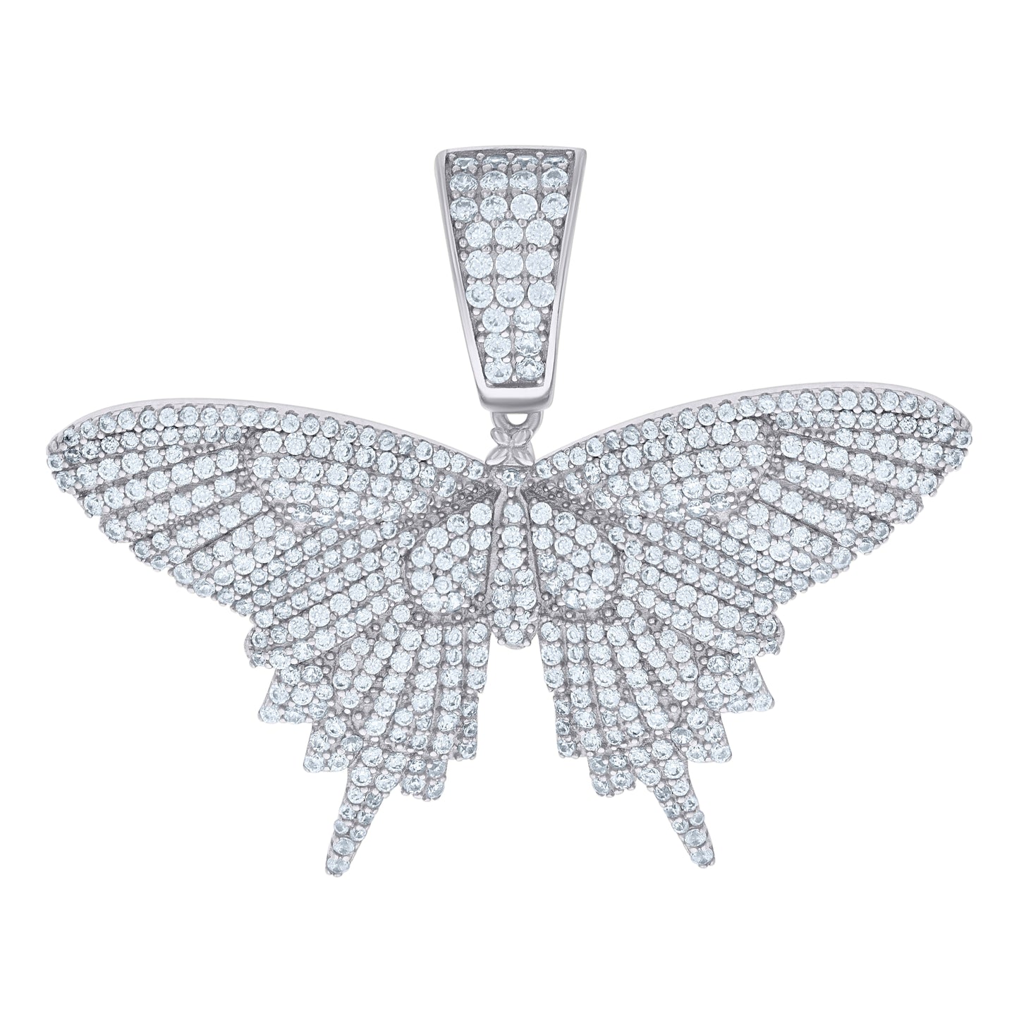 Sterling Silver Mens Cubic-Zirconia Butterfly Fashion Charm Pendant