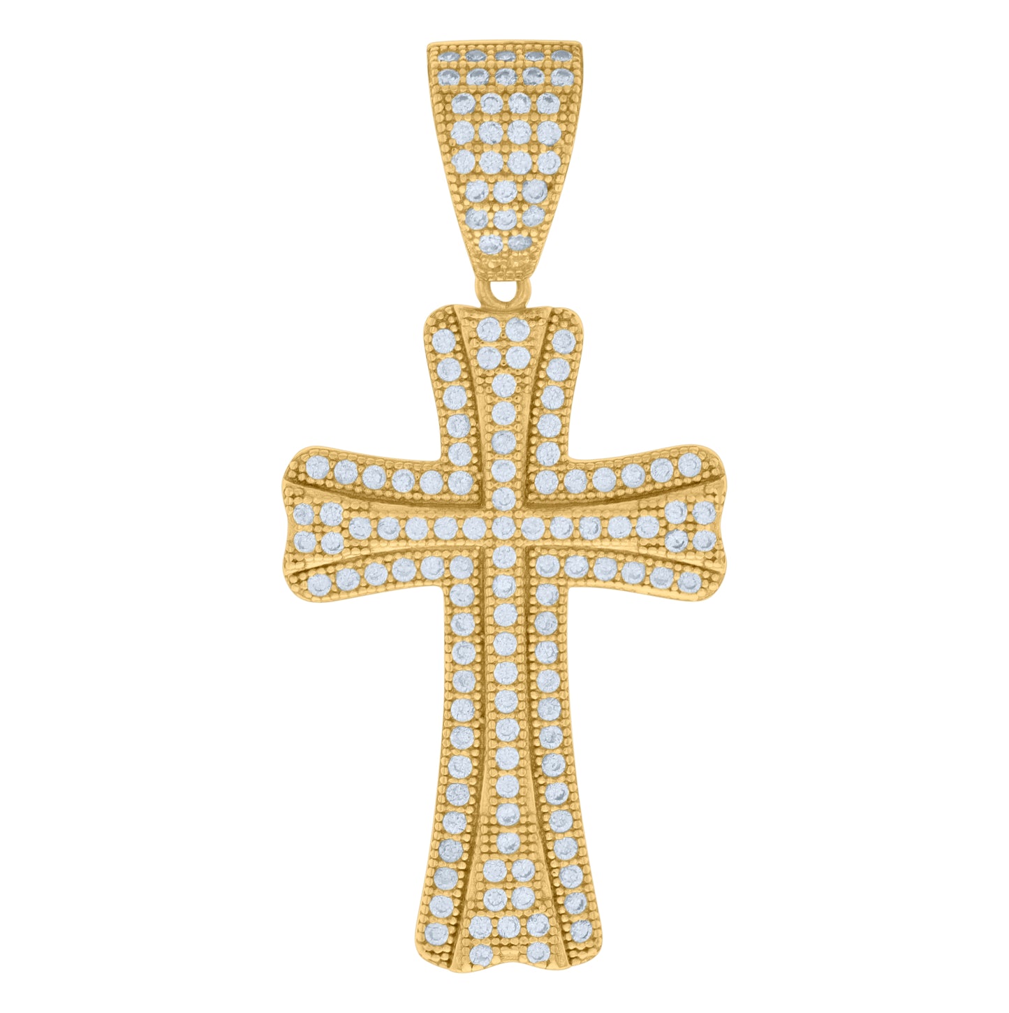 Sterling Silver Mens Cubic-Zirconia Cross Religious Charm Pendant