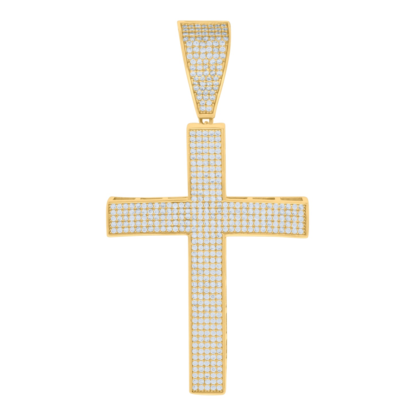 Sterling Silver Mens Cubic-Zirconia Cross Religious Charm Pendant