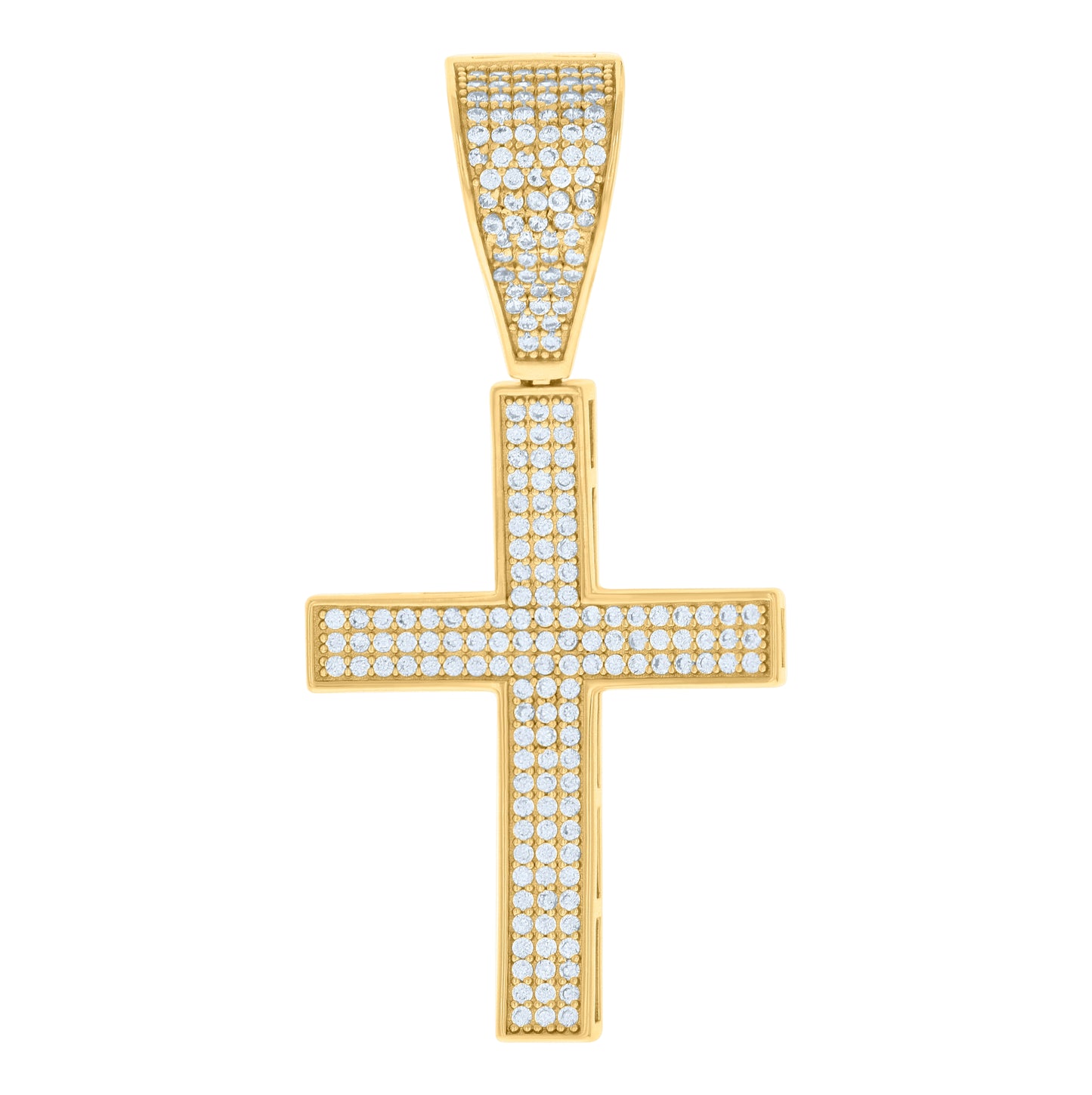 Sterling Silver Mens Cubic-Zirconia Cross Religious Charm Pendant