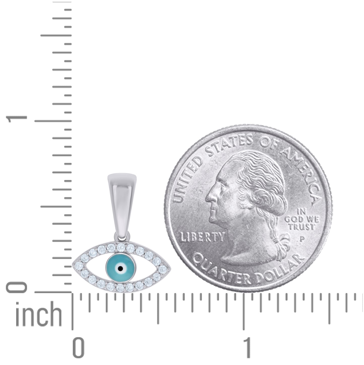 Sterling Silver Unisex Cubic-Zirconia Enameled Evil Eye Good Luck Charm Pendant