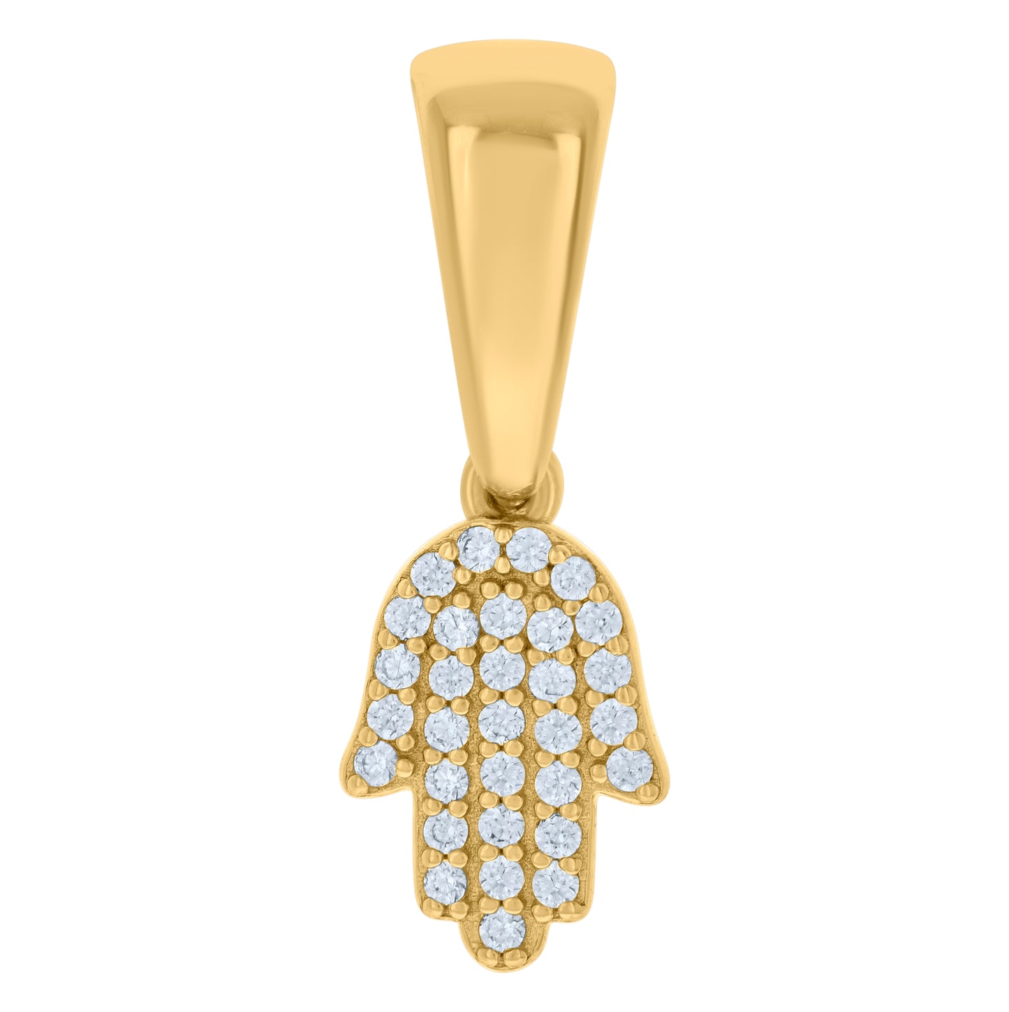 Sterling Silver Unisex Cubic-Zirconia Hamsa Symbol Religious Charm Pendant