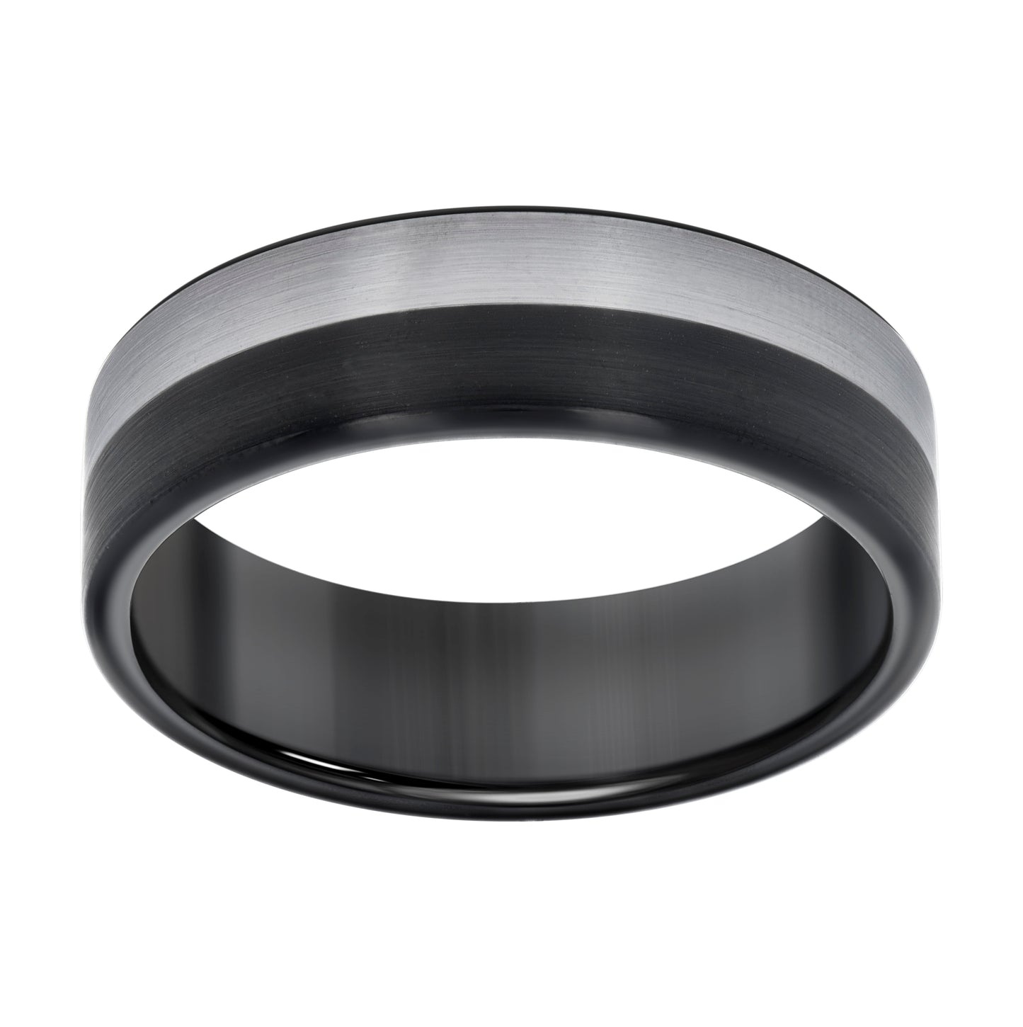 Tungsten Black & White Mens Comfort-fit Bridal Anniversary Engagement Wedding Band