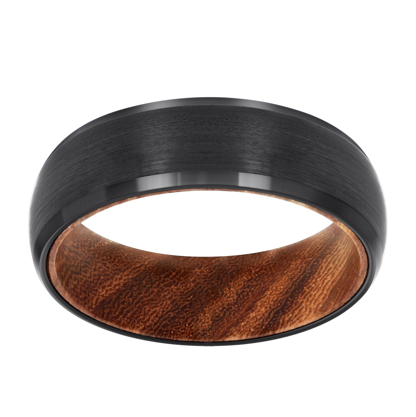 Tungsten Black Men's Wood Interior Comfort-fit Bridal Anniversary Engagement Wedding Band