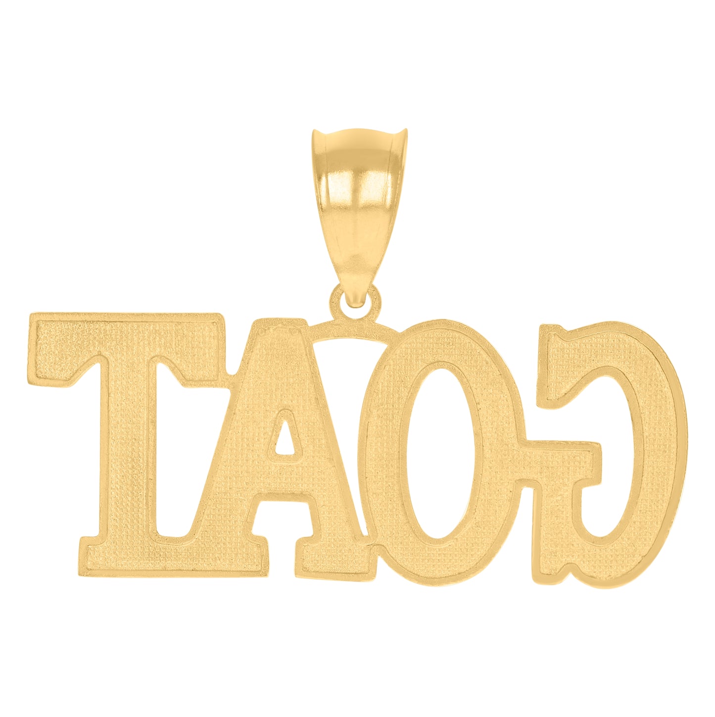 10K Yellow Gold Mens Greatest Of All Time GOAT Talking Fashion Charm Pendant