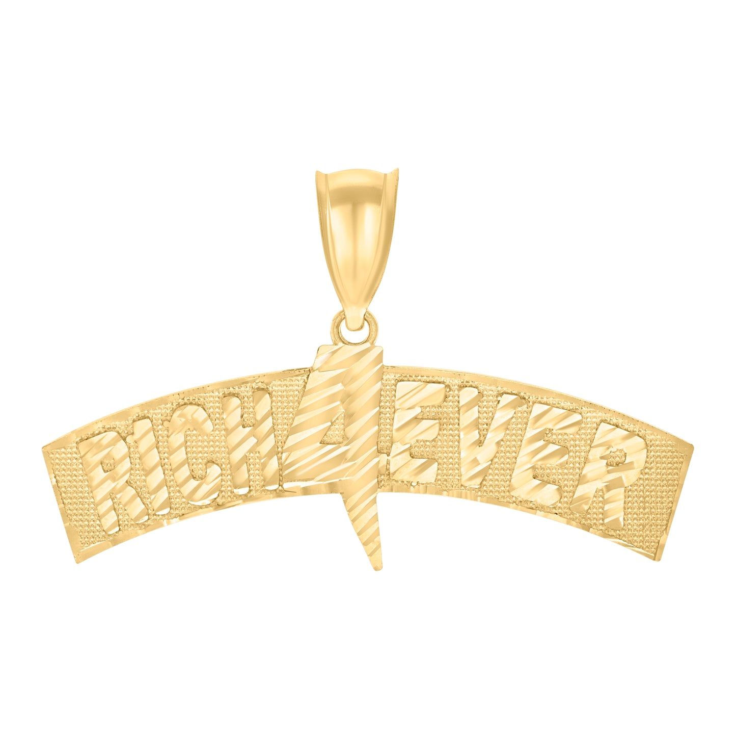 10K Yellow Gold Mens RICH 4 EVER Talking Fashion Charm Pendant