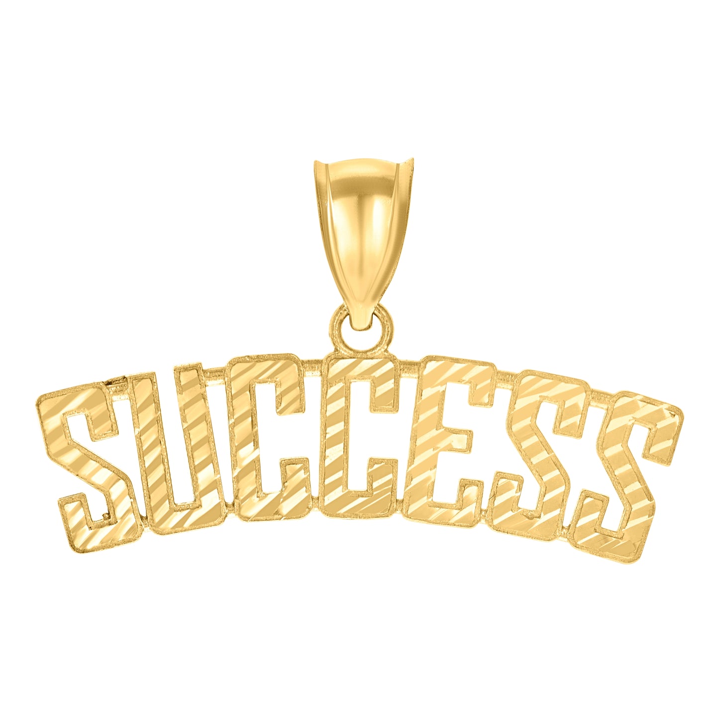 10K Yellow Gold Mens SUCCESS Talking Fashion Charm Pendant
