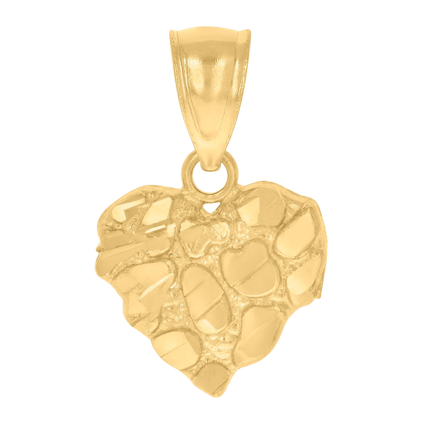 10K Yellow Gold Womens Nugget Heart Charm Pendant