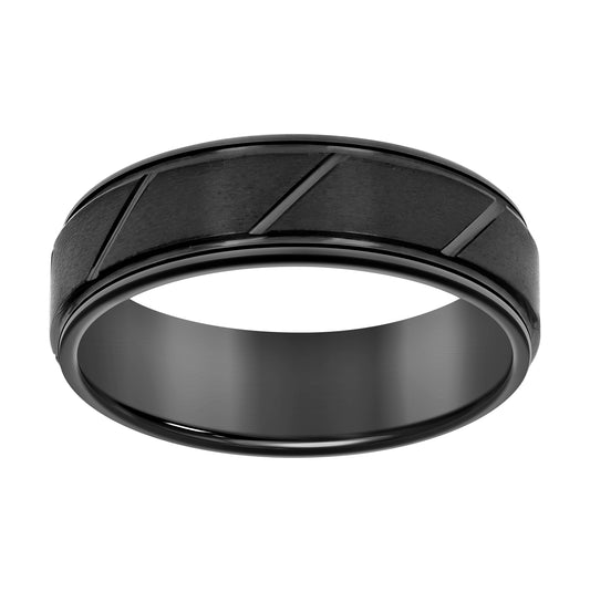 Tungsten Black-tone Mens 8mm Grooved Comfort-fit Bridal Anniversary Engagement Wedding Band