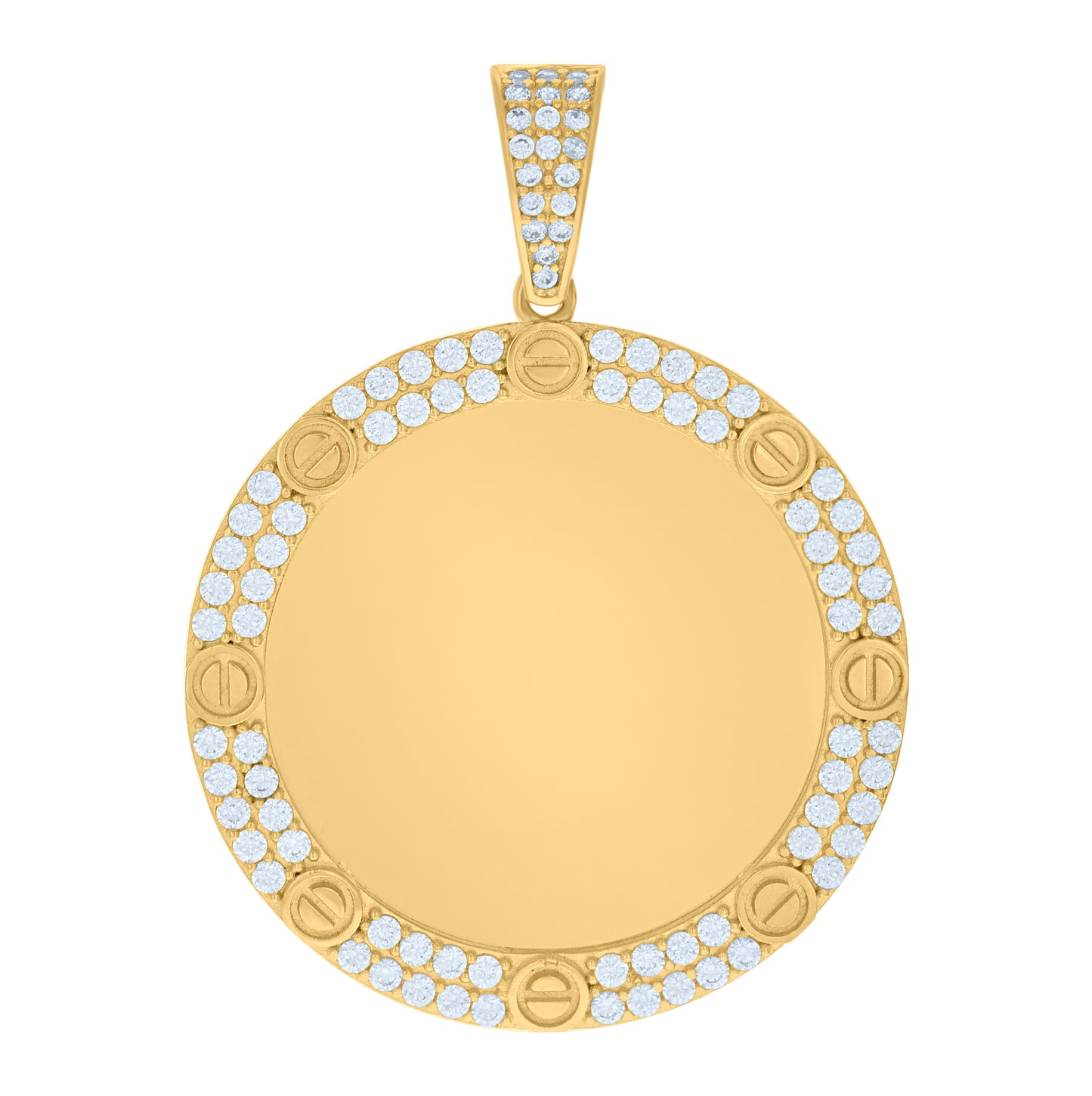 10K Yellow Gold Mens Cubic-Zirconia Photo Frame Charm Pendant