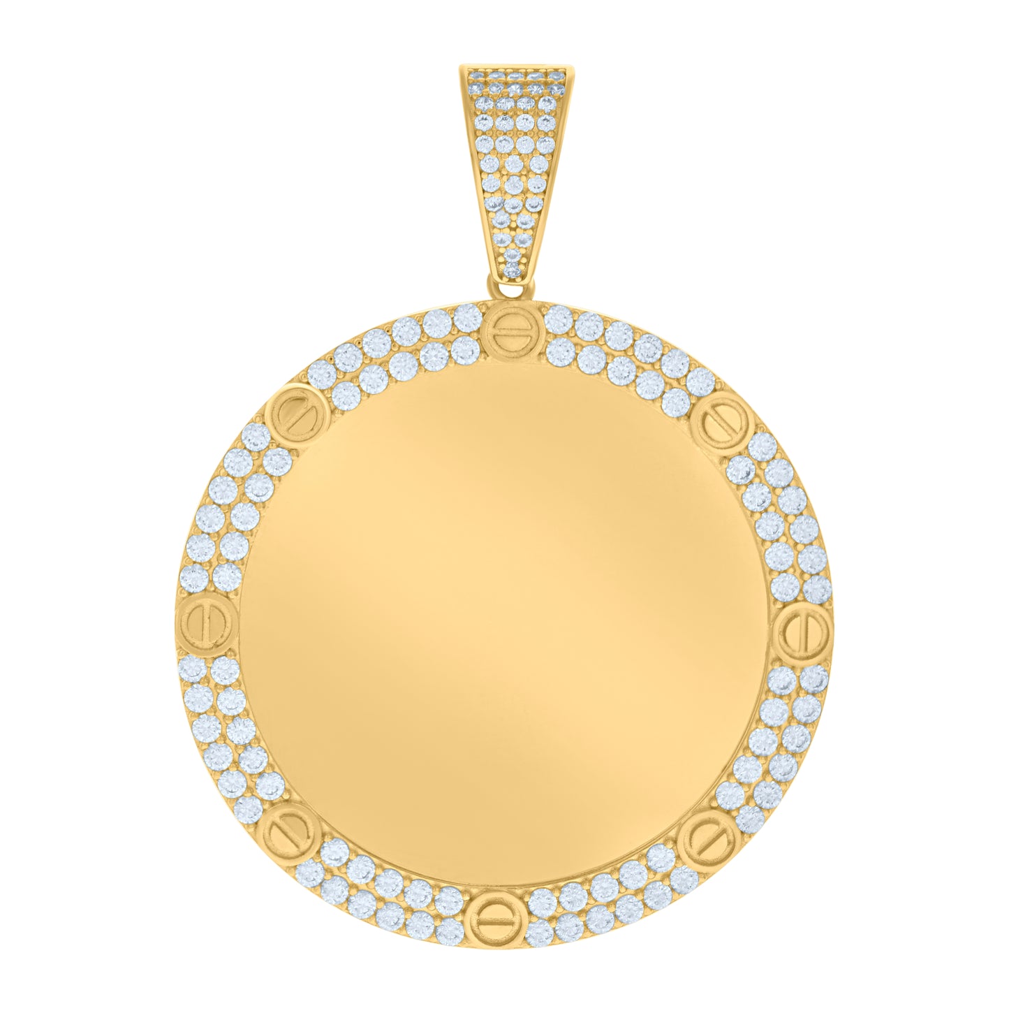 10K Yellow Gold Mens Cubic-Zirconia Photo Frame Charm Pendant