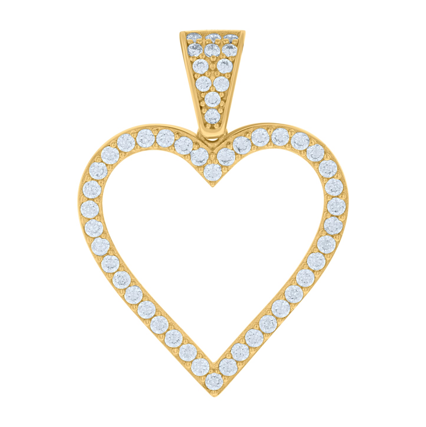10K Yellow Gold Womens Cubic-Zirconia Heart Charm Pendant