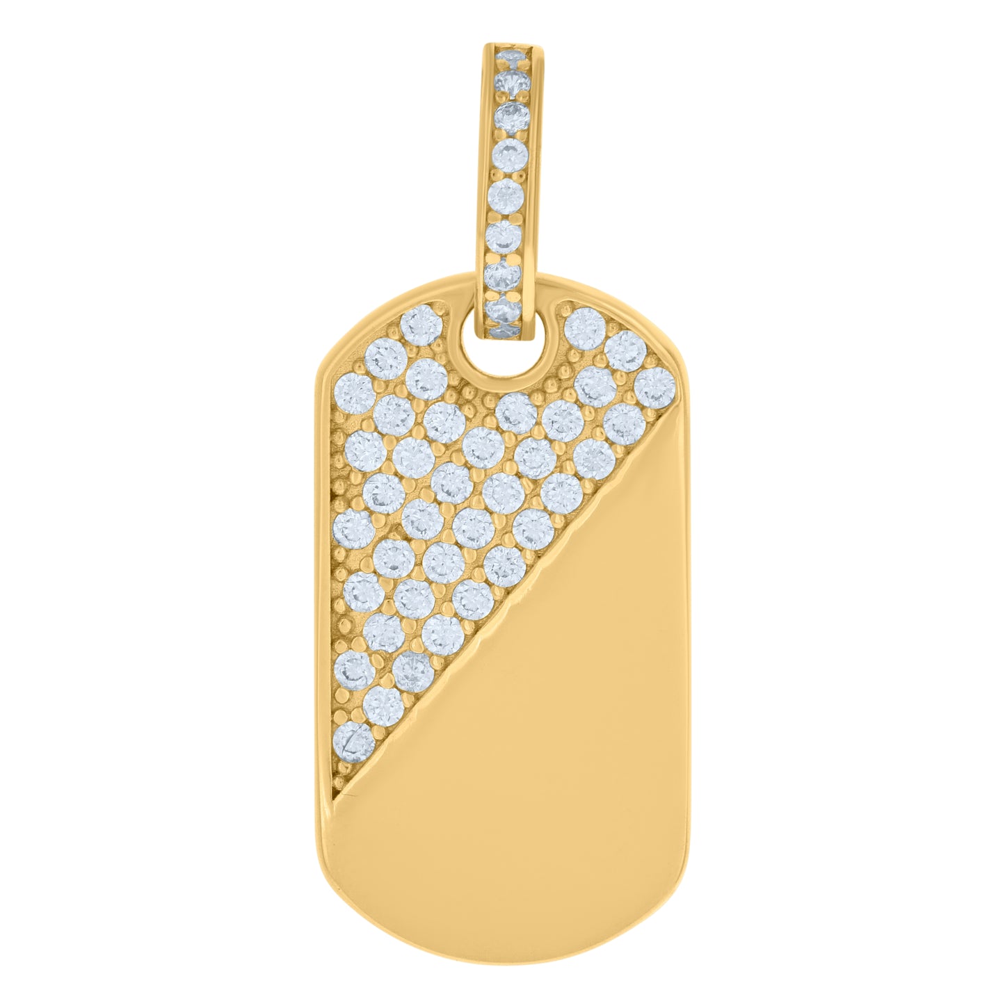 10K Yellow Gold Mens Cubic-Zirconia Dog Tag Fashion Charm Pendant