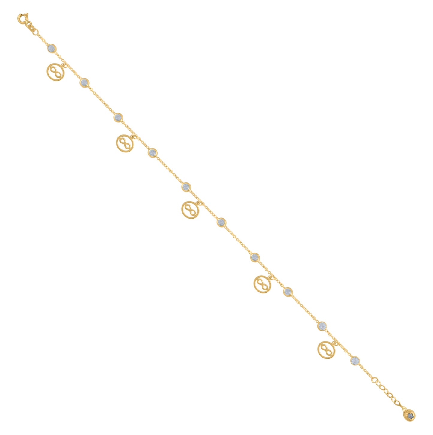 10K Yellow Gold Womens Cubic-Zirconia Infinity Charm Anklet Size 10 Inches