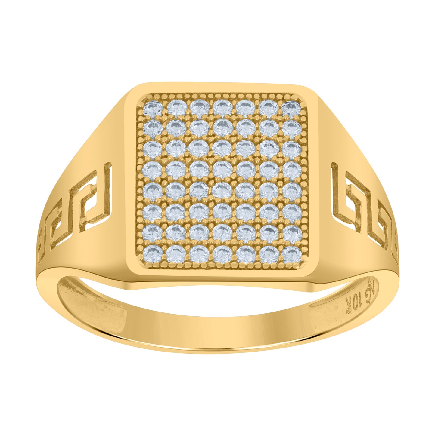 10K Yellow Gold Mens Cubic-Zirconia Square Head Fashion Ring