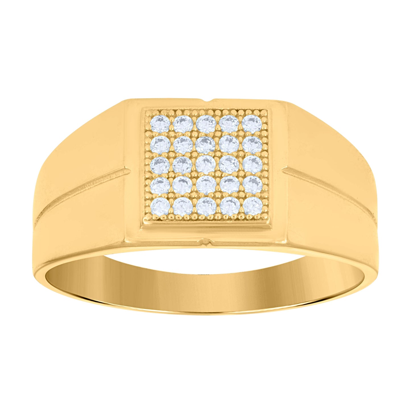 10K Yellow Gold Mens Cubic-Zirconia Square Head Fashion Ring