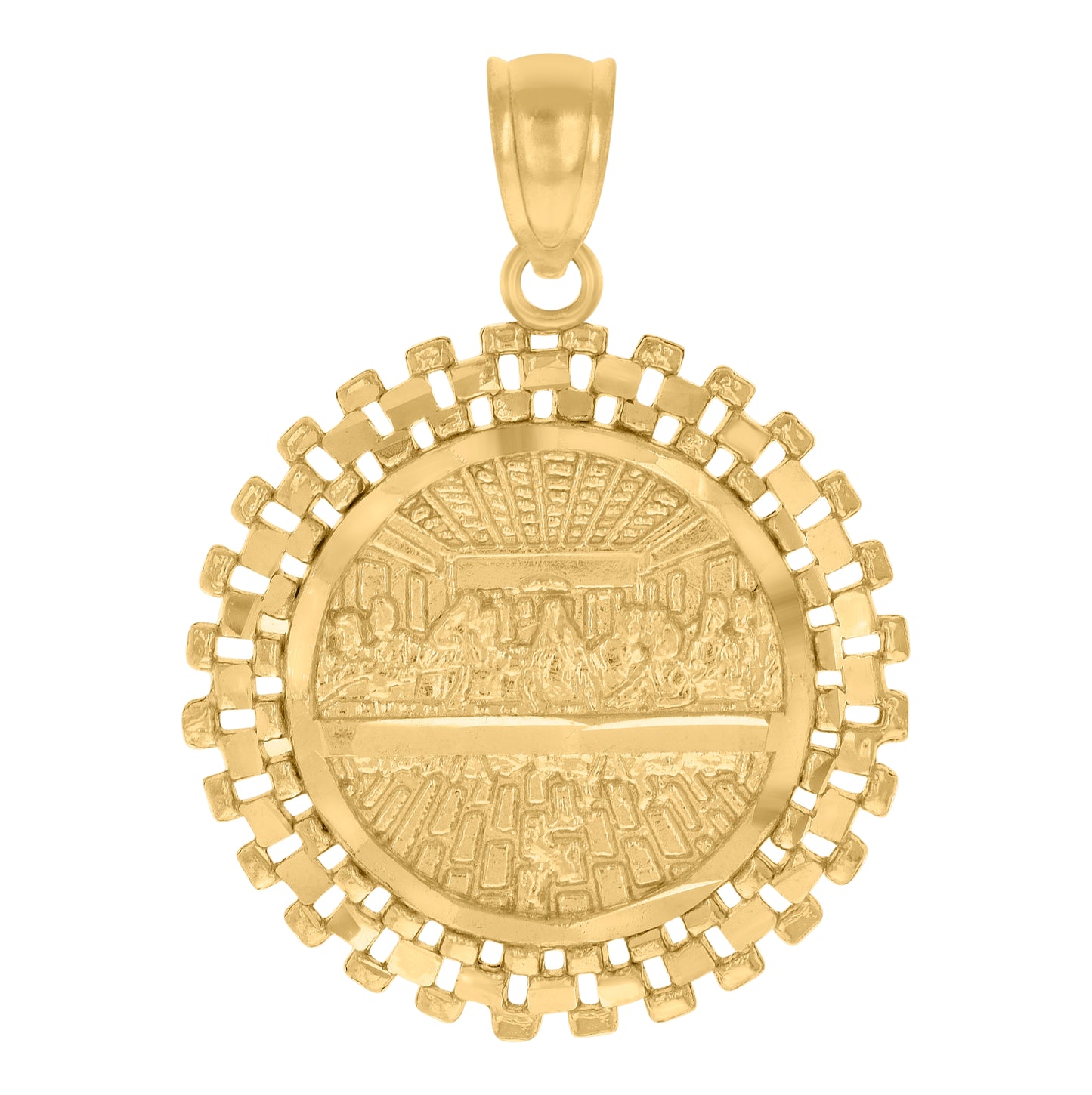 10K Yellow Gold Mens Last Supper Religious Charm Pendant