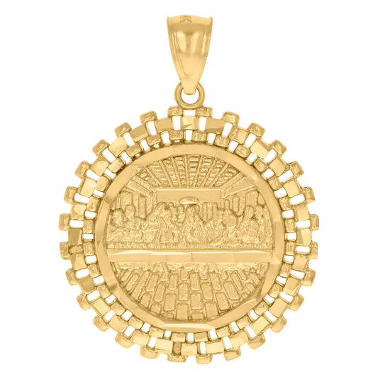 10K Yellow Gold Mens Last Supper Religious Charm Pendant