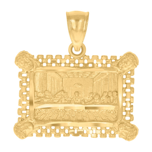 10K Yellow Gold Mens Last Supper Religious Charm Pendant