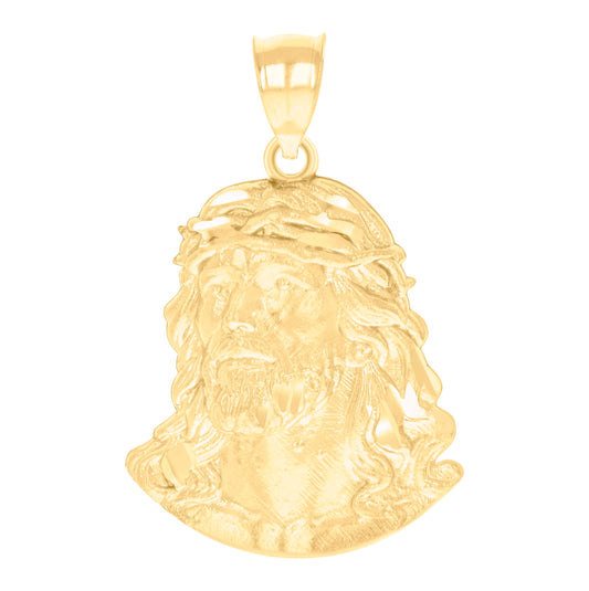 10K Yellow Gold Mens Jesus Religious Charm Pendant