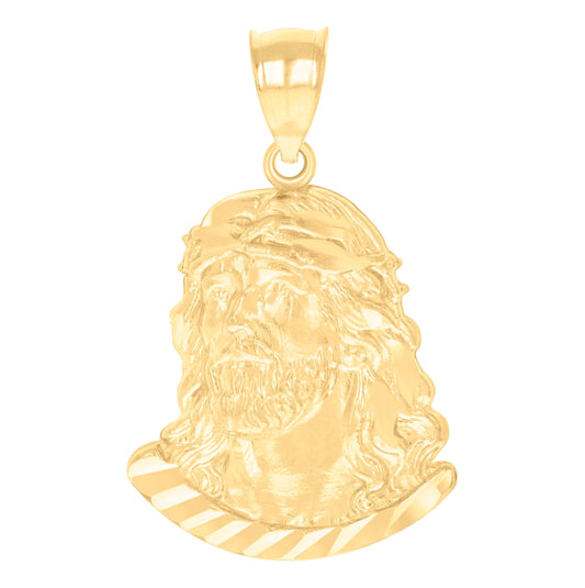 10K Yellow Gold Mens Jesus Religious Charm Pendant
