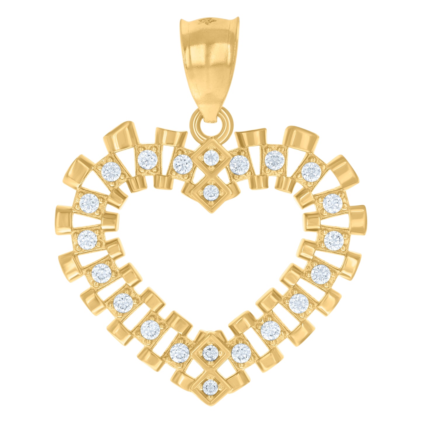 10K Yellow Gold Womens Cubic-Zirconia Heart Charm Pendant