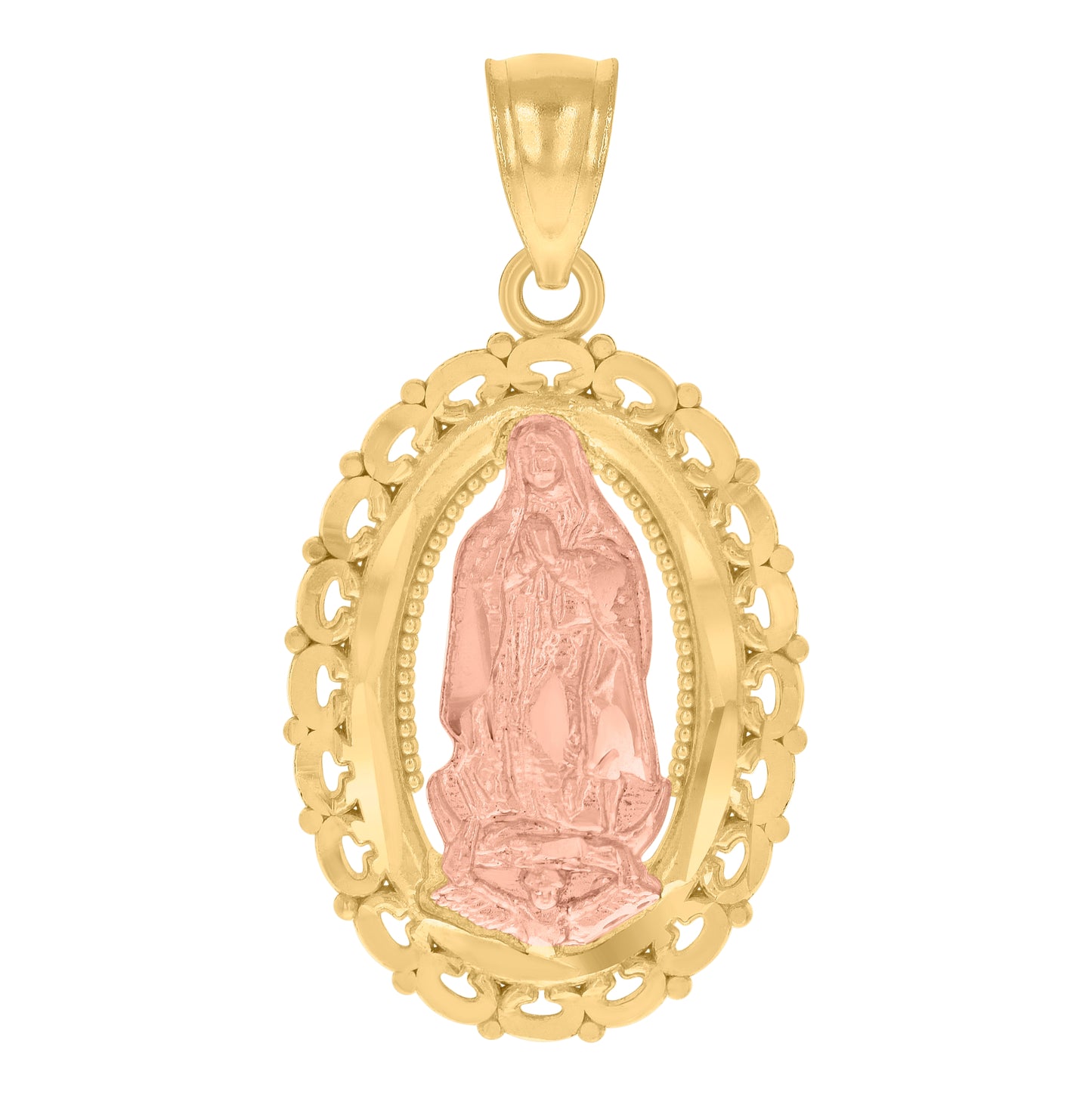 10K Two-tone Gold Womens Guadalupe Religious Charm Pendant