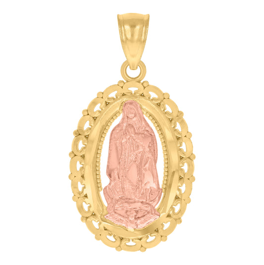 10K Two-tone Gold Womens Guadalupe Religious Charm Pendant