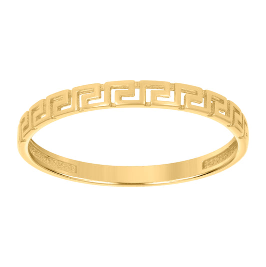 14K Yellow Gold Womens Greek Key Fashion Ring