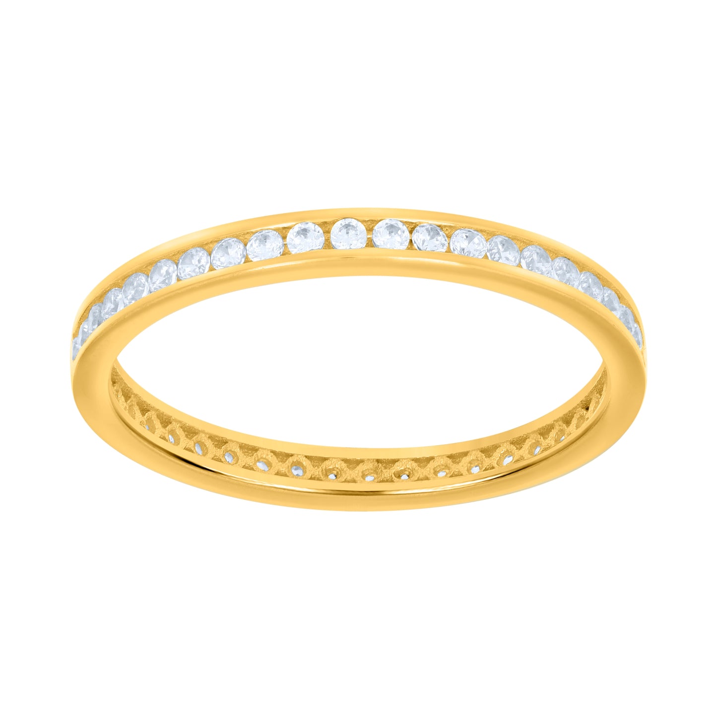 10K Yellow Gold Womens Cubic-Zirconia Single Row Cubic-Zirconia Eternity Band Ring