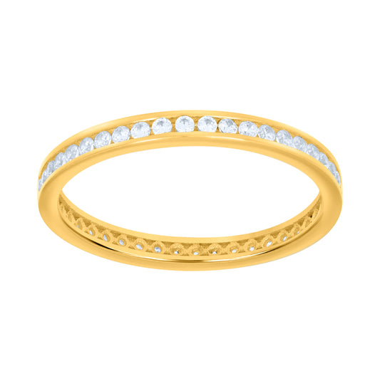 10K Yellow Gold Womens Cubic-Zirconia Single Row Cubic-Zirconia Eternity Band Ring