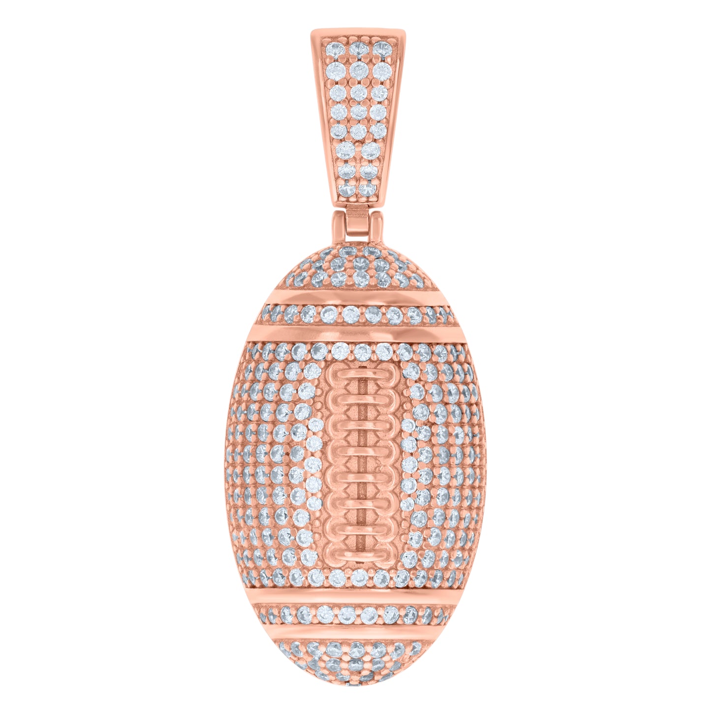 Sterling Silver Rose-Tone Mens Cubic-Zirconia Football Sports Pendant