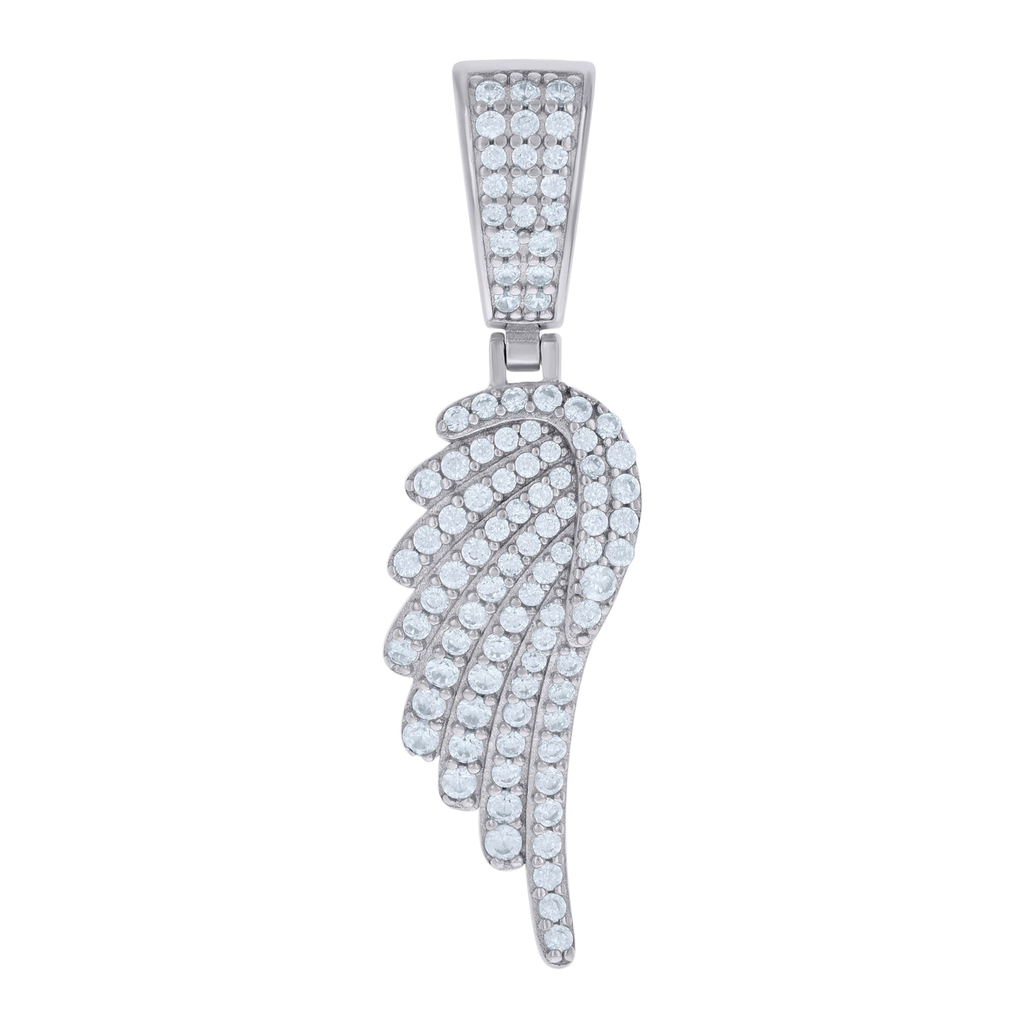 Sterling Silver Unisex Cubic-Zirconia Angle Wing Charm Pendant