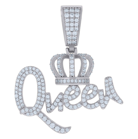 Sterling Silver Womens Cubic-Zirconia Queen Fashion Charm Pendant