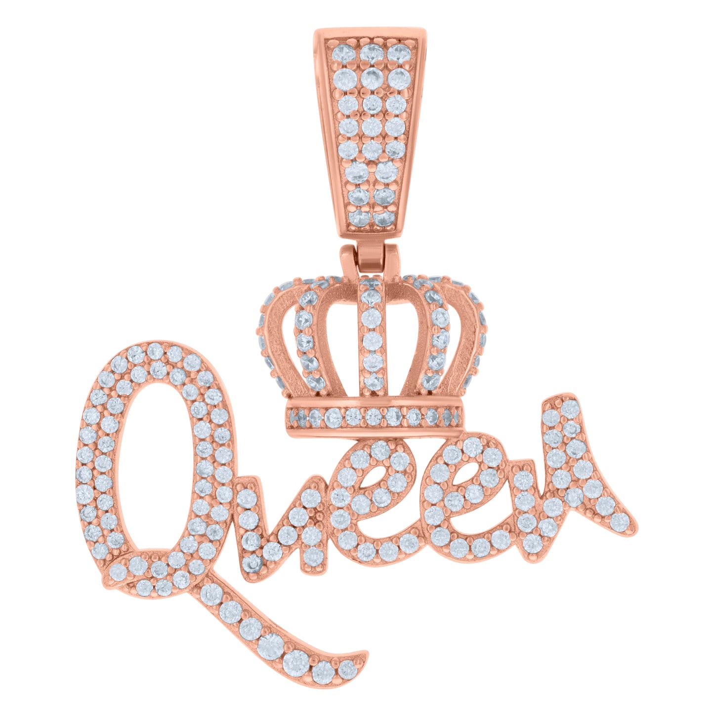Sterling Silver Rose-Tone Womens Cubic-Zirconia Queen Fashion Pendant