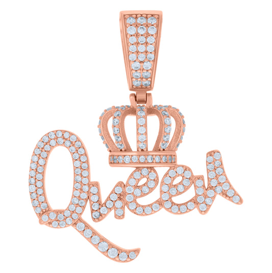 Sterling Silver Rose-Tone Womens Cubic-Zirconia Queen Fashion Pendant