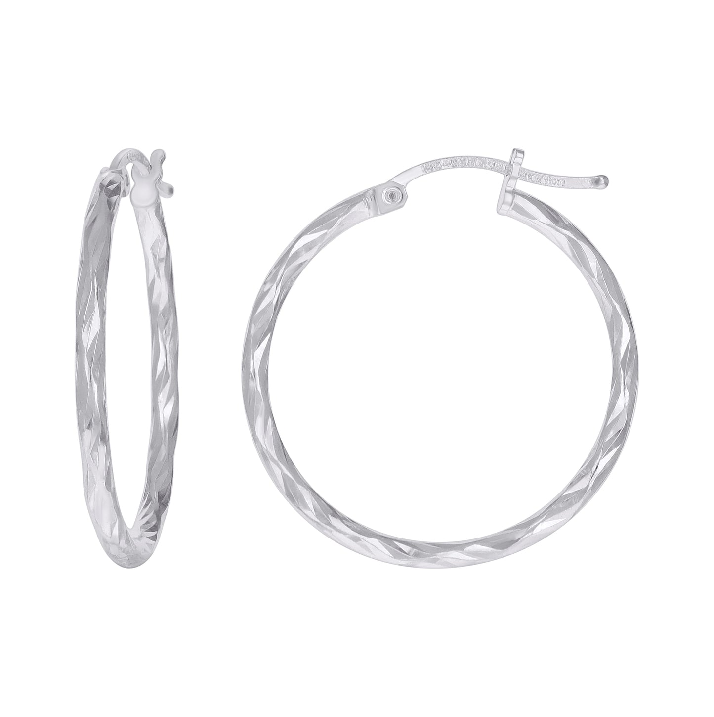 Sterling Silver Womens Twisted Hoop Earrings