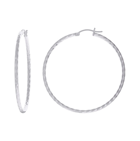 Sterling Silver Womens Twisted Hoop Earrings