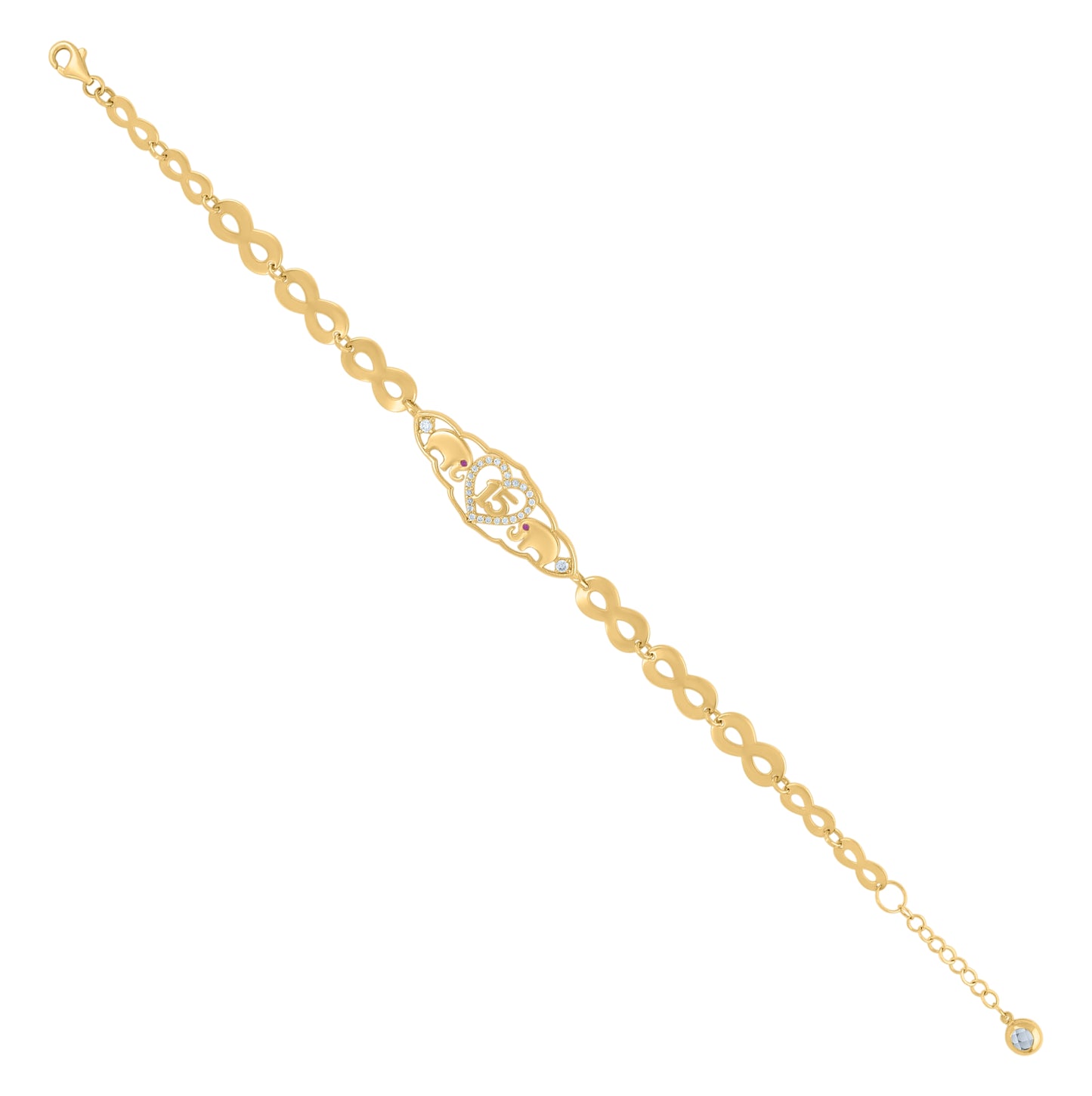 10K Yellow Gold Womens Purple White Cubic-Zirconia Quinceanera 15 Charm Bracelet Size 8 Inches