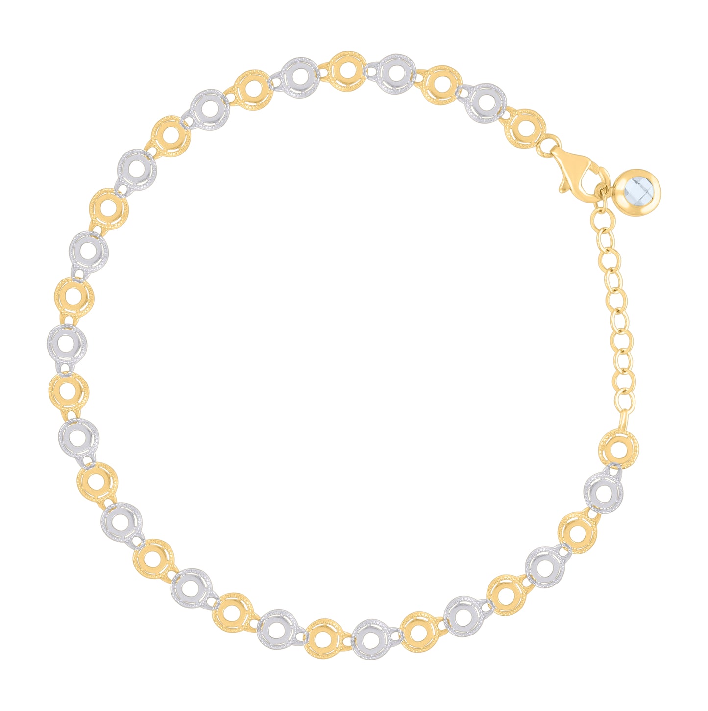 10K Two-tone Gold Womens Cubic-Zirconia Fashion Link Bracelet Size 8 Inches